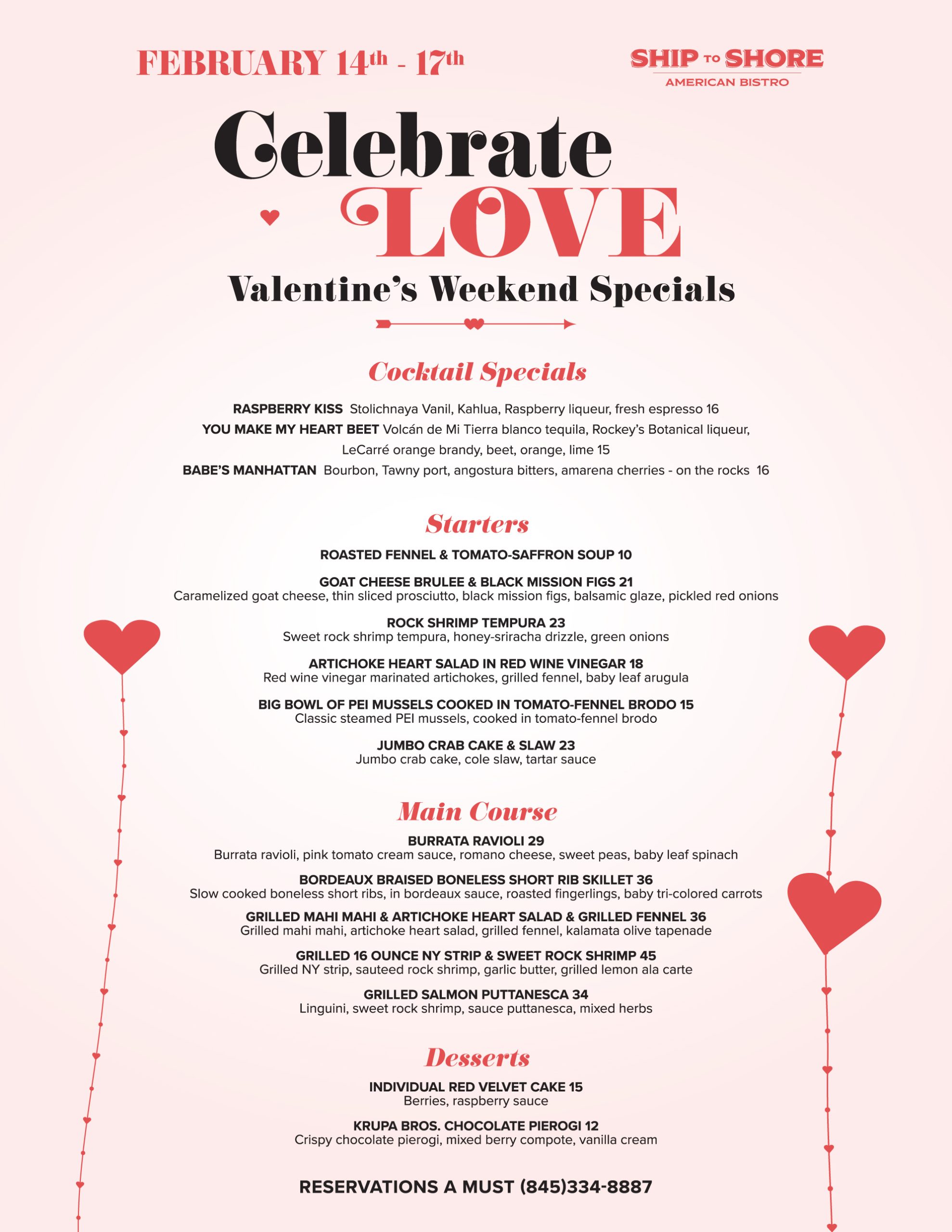 Valentine's Weekend Dinner Menu 2025